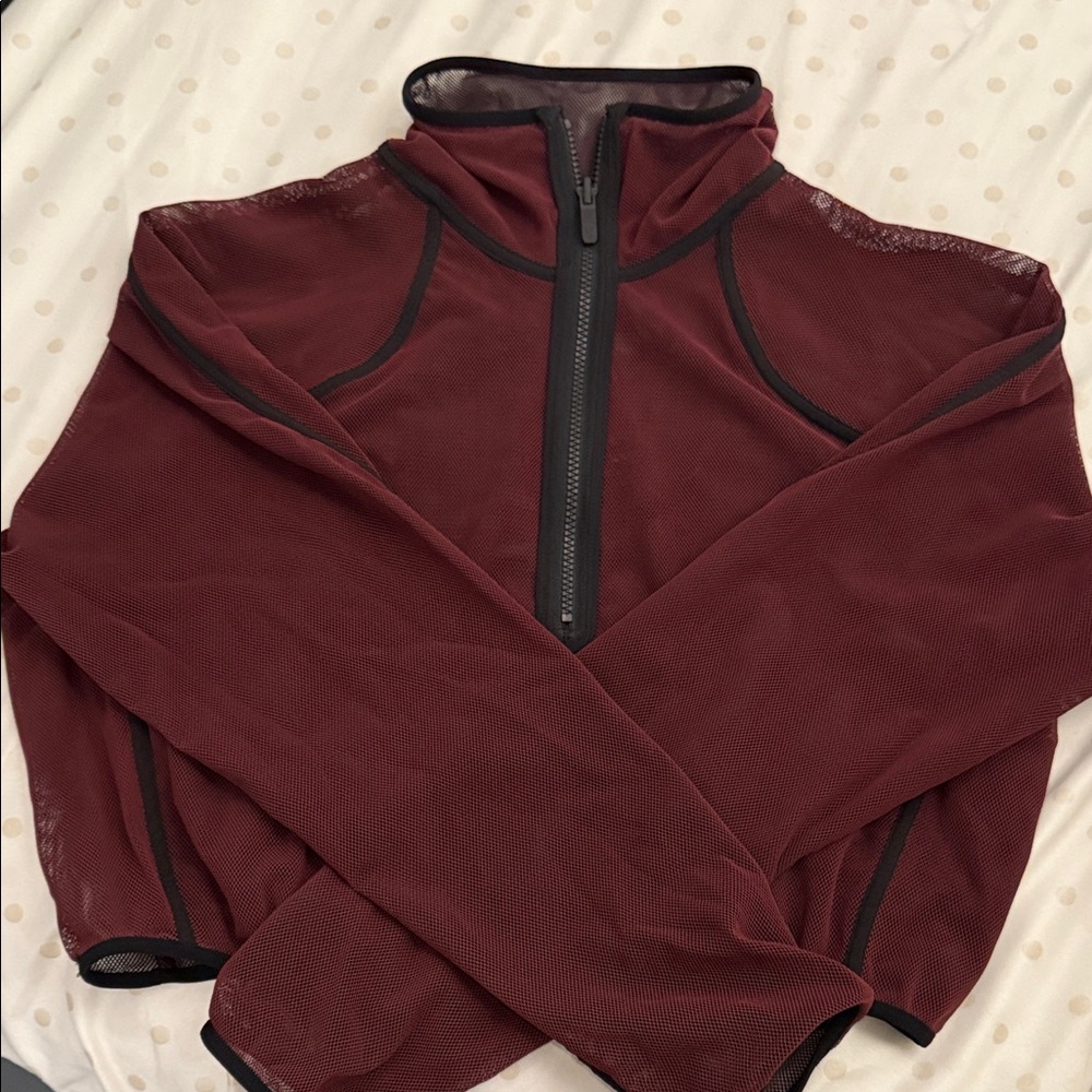 Lululemon Maroon Zip-Up Jacket with Black Trim